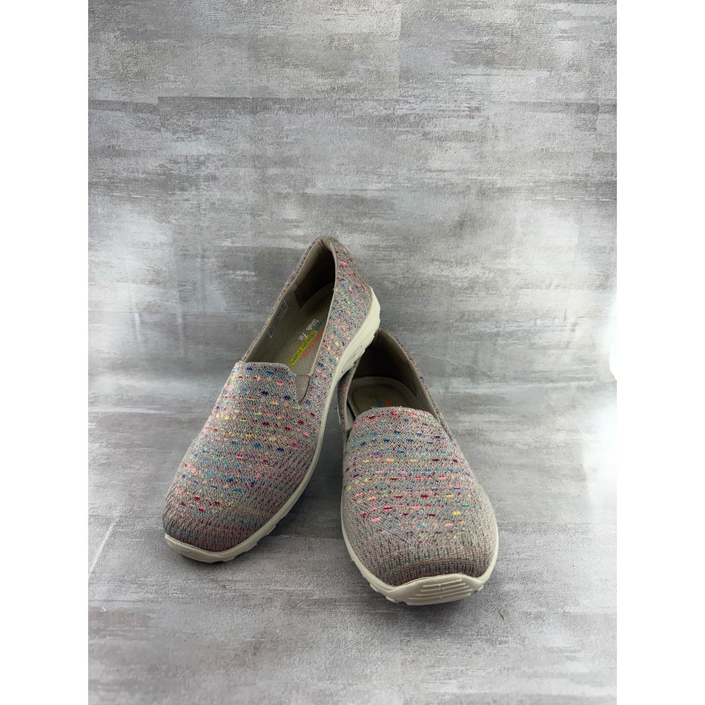 Skechers Sport Wide Fit Taupe Multi Textile Slip On Shoes 49291W Women Sz 8.5